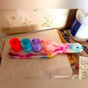 Resin shot glass tray with 4 shot glasses